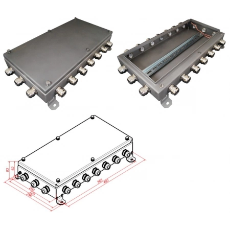 Коробка монтажная электротехническая Гефест КМ IP66-2040, 20 вводов, нержавейка