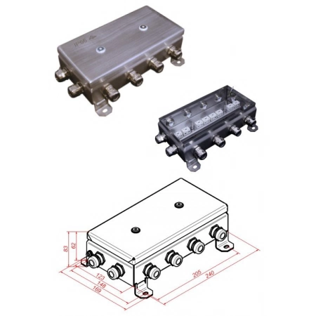 Коробка монтажная огнестойкая Гефест КМ-О (16к)-IP66-1224, 12 вводов, нержавейка