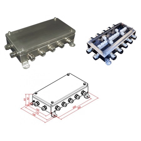 Коробка монтажная огнестойкая Гефест КМ-О (28к)-IP66-1530, 14 вводов, нержавейка