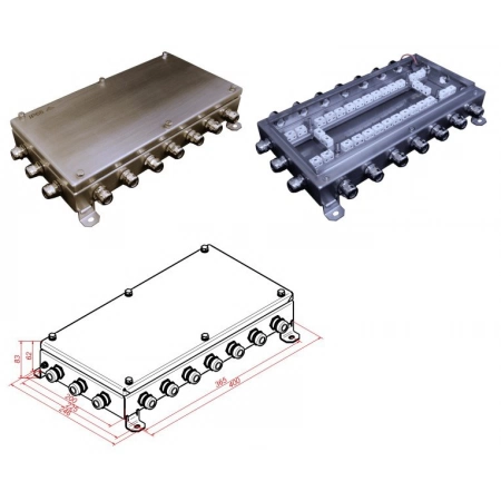 Коробка монтажная огнестойкая Гефест КМ-О (64к)-IP66-2040, 20 вводов, нержавейка