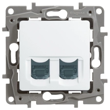 Розетка Legrand Розетка 5e, UTP, 2хRJ45, 2 модуля ETIKA, белая (672255)