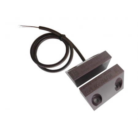 Извещатель охранный точечный магнитоконтактный, кабель в пластмассовом рукаве Магнито-Контакт ИО 102-50 Б2П (2) (коричневый)