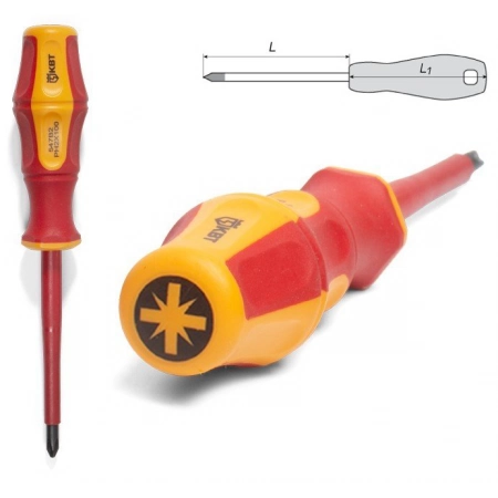 Диэлектрическая отвертка Pozidriv КВТ Отвертка ПРОФИ PZ1х80