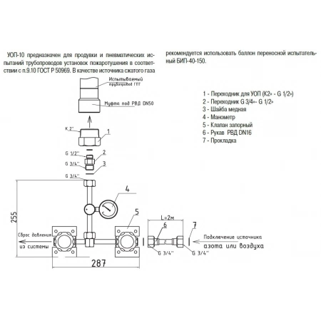 Устройство для опрессовки трубопровода Пожтехника УОП-10