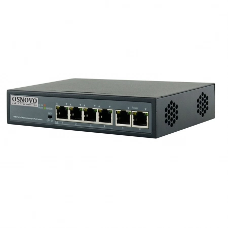 Коммутатор 6-портовыйFast Ethernet с PoE OSNOVO SW-20600/D