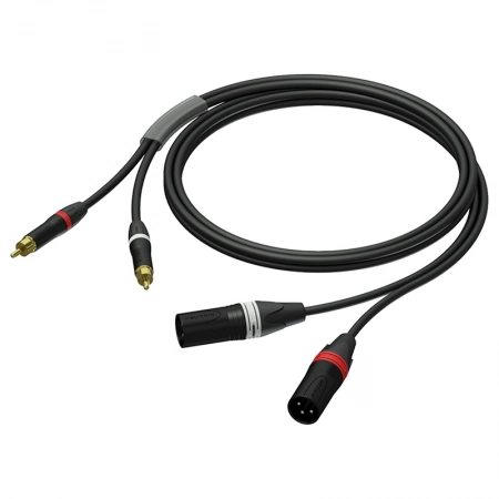 Аудиокабель 2х XLR 3-pin (вилка) – 2х RCA (вилка), гибкий, UltraFlex™ Procab PRA701/1.5