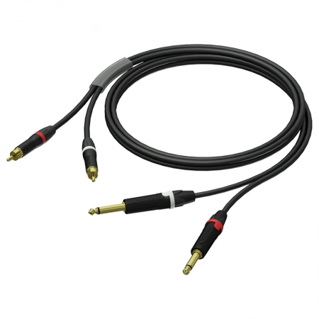 Аудиокабель 2х Jack 6,3 мм моно (вилка) – 2х RCA (вилка), гибкий, UltraFlex™ Procab PRA631/1.5