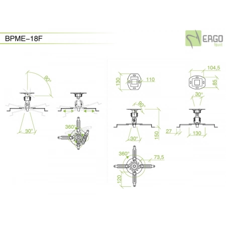 Изображение 2 (Универсальное потолочное крепление для проектора ErgoFount BPME-18F B)