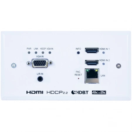 Изображение 1 (Настенная панель-передатчик, масштабатор, коммутатор с автопереключением сигналов 2 х HDMI 2.0, VGA с аудио, Ethernet Cypress CH-2537TXWPEU)
