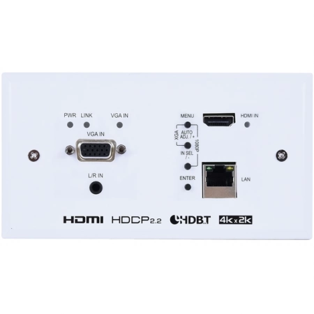 Изображение 1 (Настенная панель-передатчик, масштабатор, коммутатор с автопереключением сигналов HDMI 2.0, VGA с аудио, Ethernet Cypress CH-2538STXWPEU)