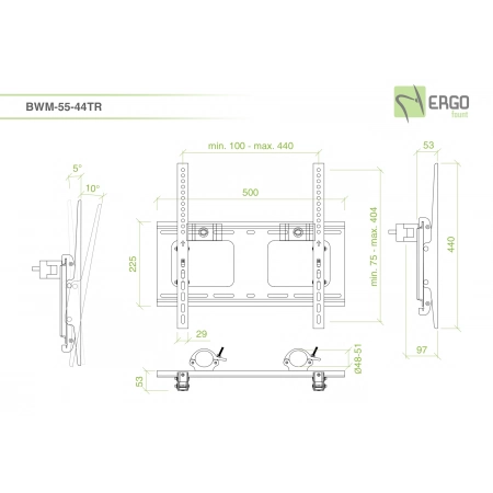 Изображение 2 (Наклонное крепление на ферму для дисплея ErgoFount BWM-55-44TR)