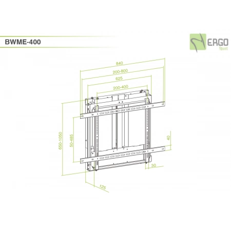 Изображение 2 (Настенное крепление с изменяемой высотой для дисплея ErgoFount BWME-400)