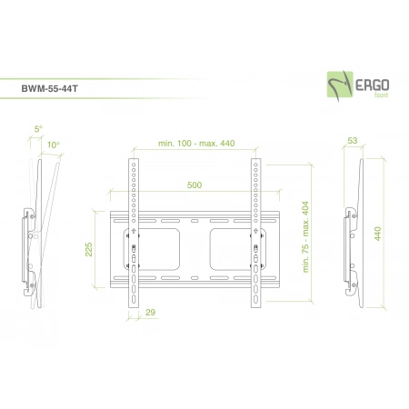 Изображение 2 (Настенное наклонное крепление для дисплея ErgoFount BWM-55-44T)