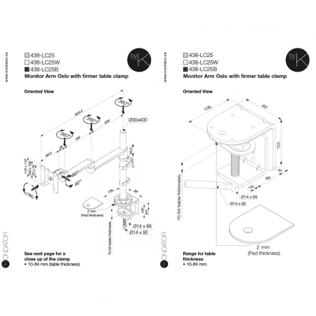 Изображение 2 (Настольный шарнирный кронштейн серии OSLO для 1 монитора Kondator 438-LC25B)