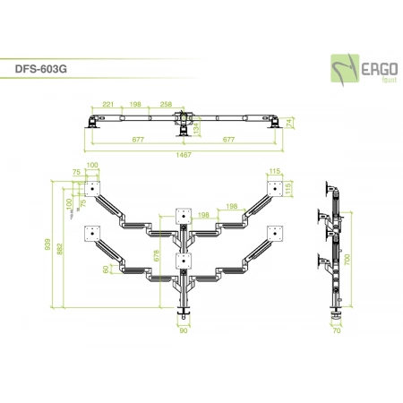 Изображение 2 (Настольное крепление для 6 мониторов ErgoFount DFS-603G)