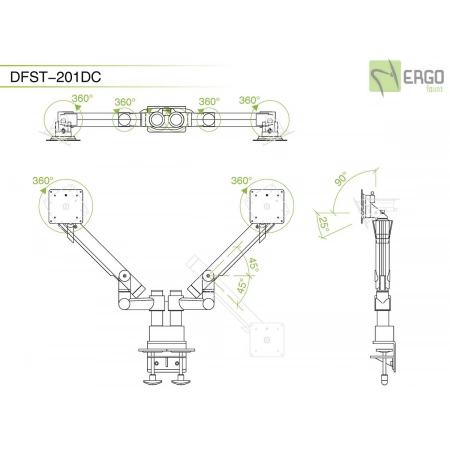 Изображение 2 (Настольное шарнирное крепление для 2 мониторов ErgoFount DFST-201DC)