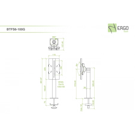 Изображение 2 (Настольное крепление для монитора ErgoFount BTFS6-100G)