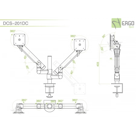 Изображение 2 (Настольное шарнирное крепление для 2 мониторов ErgoFount DCS-201DC)