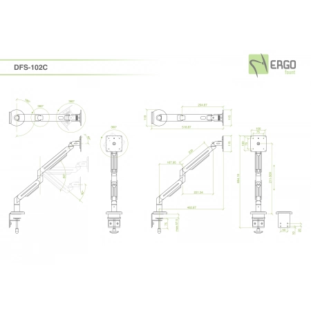 Изображение 2 (Настольное шарнирное крепление для монитора ErgoFount DFS-102C)