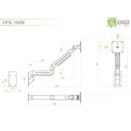 Изображение 2 (Настенное шарнирное крепление для монитора ErgoFount DFS-102W)