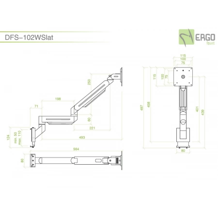 Изображение 3 (Шарнирное крепление на перегородку для монитора ErgoFount DFS-102WSlat)