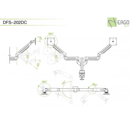 Изображение 2 (Настольное шарнирное крепление для 2 мониторов ErgoFount DFS-202DC)