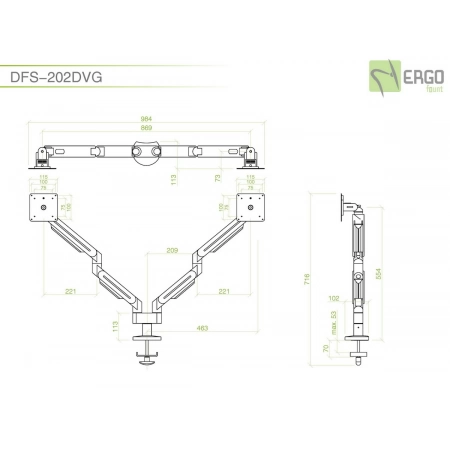 Изображение 3 (Настольное шарнирное крепление для 2 мониторов ErgoFount DFS-202DVG)