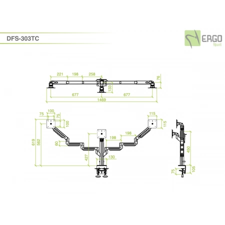 Изображение 2 (Настольное крепление для 3 мониторов ErgoFount DFS-303TC)
