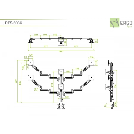 Изображение 2 (Настольное крепление для 6 мониторов ErgoFount DFS-603C)