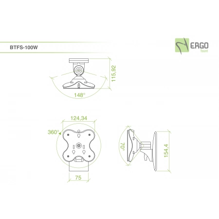 Изображение 2 (Настенное крепление для монитора ErgoFount BTFS-100W)