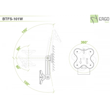 Изображение 2 (Настенное шарнирное крепление для монитора ErgoFount BTFS-101W)