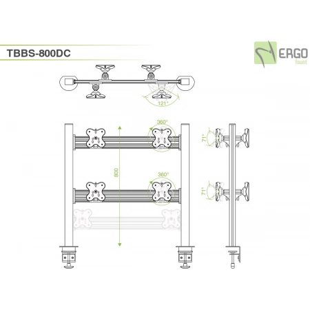 Изображение 2 (Настольное крепление спина-к-спине для 8 мониторов ErgoFount TBBS-800DC)