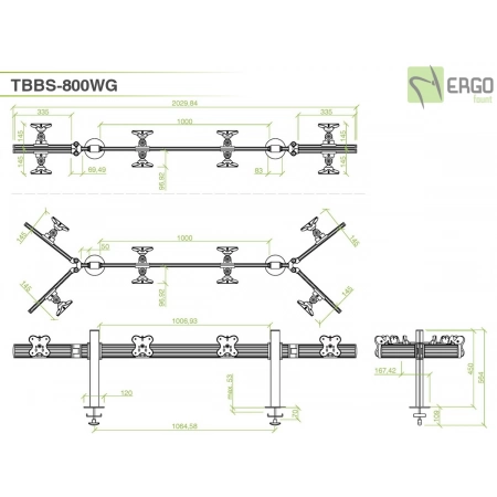 Изображение 3 (Настольное крепление спина-к-спине для 8 мониторов ErgoFount TBBS-800WG)