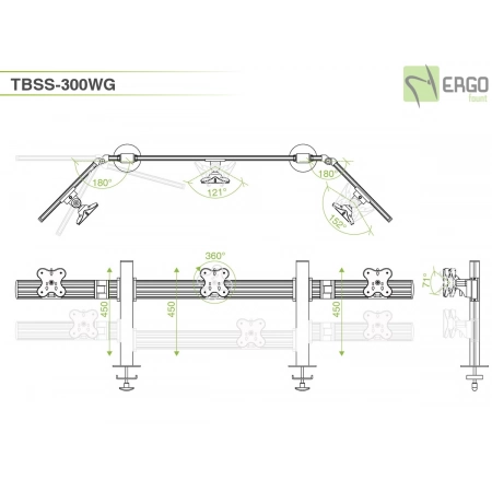Изображение 3 (Настольное крепление для 3 мониторов ErgoFount TBSS-300WG)