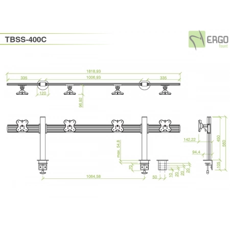 Изображение 3 (Настольное крепление для 4 мониторов ErgoFount TBSS-400C)