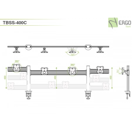 Изображение 2 (Настольное крепление для 4 мониторов ErgoFount TBSS-400C)
