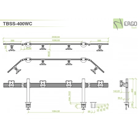 Изображение 3 (Настольное крепление для 4 мониторов ErgoFount TBSS-400WC)