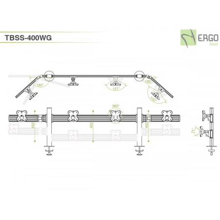 Изображение 2 (Настольное крепление для 4 мониторов ErgoFount TBSS-400WG)