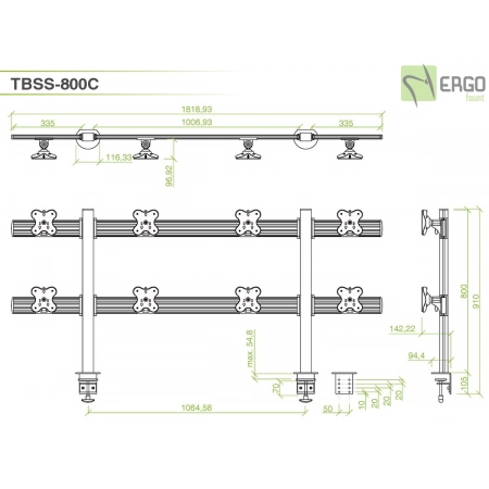 Изображение 3 (Настольное крепление для 8 мониторов ErgoFount TBSS-800C)