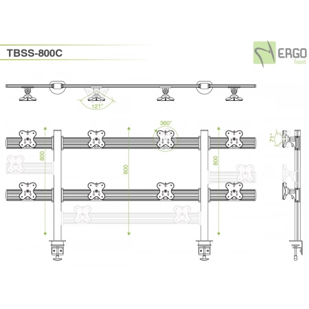 Изображение 2 (Настольное крепление для 8 мониторов ErgoFount TBSS-800C)