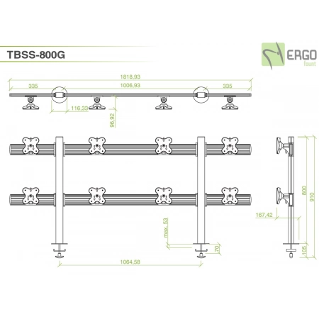 Изображение 3 (Настольное крепление для 8 мониторов ErgoFount TBSS-800G)