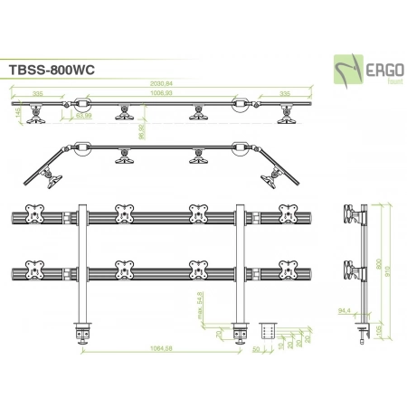 Изображение 3 (Настольное крепление для 8 мониторов ErgoFount TBSS-800WC)