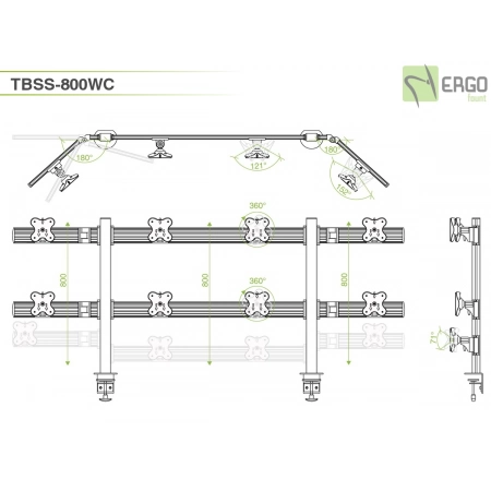 Изображение 2 (Настольное крепление для 8 мониторов ErgoFount TBSS-800WC)