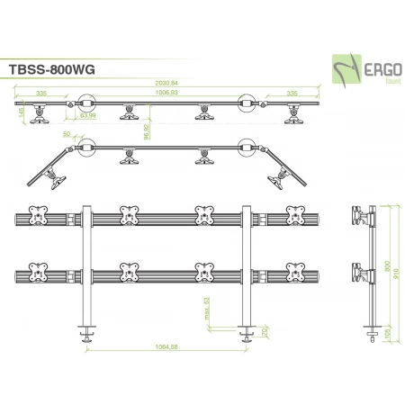 Изображение 3 (Настольное крепление для 8 мониторов ErgoFount TBSS-800WG)
