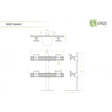 Изображение 2 (Крепление для 4 мониторов до 24 (2x2) ErgoFount RSST-8040/4)