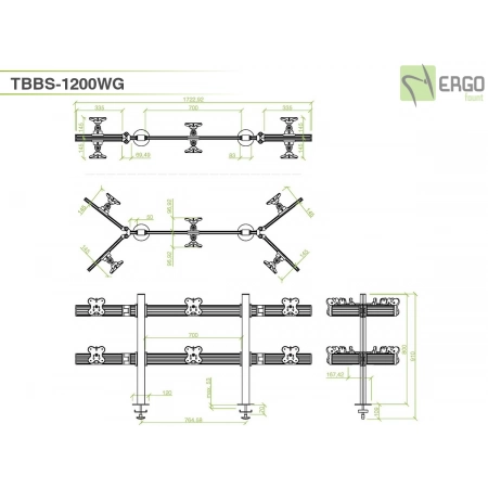 Изображение 3 (Настольное крепление спина-к-спине для 12 мониторов ErgoFount TBBS-1200WG)