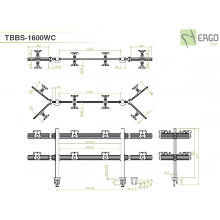 Изображение 3 (Настольное крепление спина-к-спине для 16 мониторов ErgoFount TBBS-1600WC)