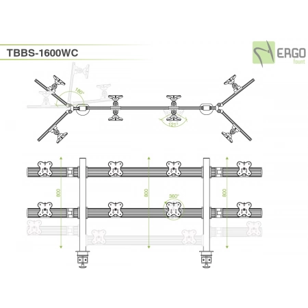 Изображение 2 (Настольное крепление спина-к-спине для 16 мониторов ErgoFount TBBS-1600WC)