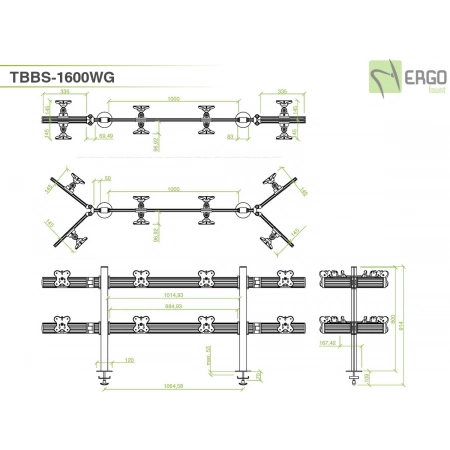 Изображение 3 (Настольное крепление спина-к-спине для 16 мониторов ErgoFount TBBS-1600WG)