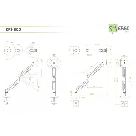 Изображение 2 (Настольное шарнирное крепление для монитора ErgoFount DFS-102G)